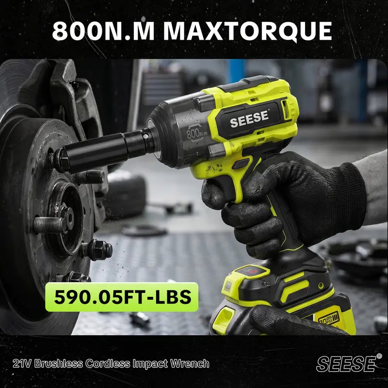 SEESE Cordless Brushless Impact Wrench Kit