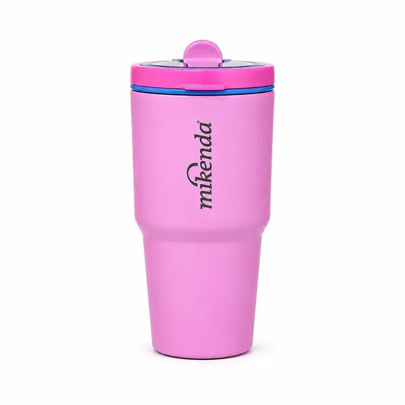 1PC Hidden Carry Handle Insulated Coffee Tumbler with Straw, Insulated Flask, Stainless Steel Vacuum Travel Mug with Lid, Portable Leak Resistant Cup, Car Cup Holder Friendly, for Women, Office School Outdoor Daily Use, Birthday Holiday Gift