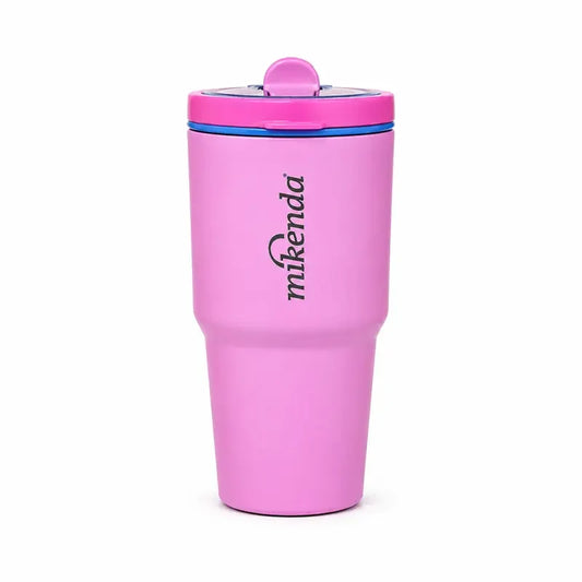 1PC Hidden Carry Handle Insulated Coffee Tumbler with Straw, Insulated Flask, Stainless Steel Vacuum Travel Mug with Lid, Portable Leak Resistant Cup, Car Cup Holder Friendly, for Women, Office School Outdoor Daily Use, Birthday Holiday Gift