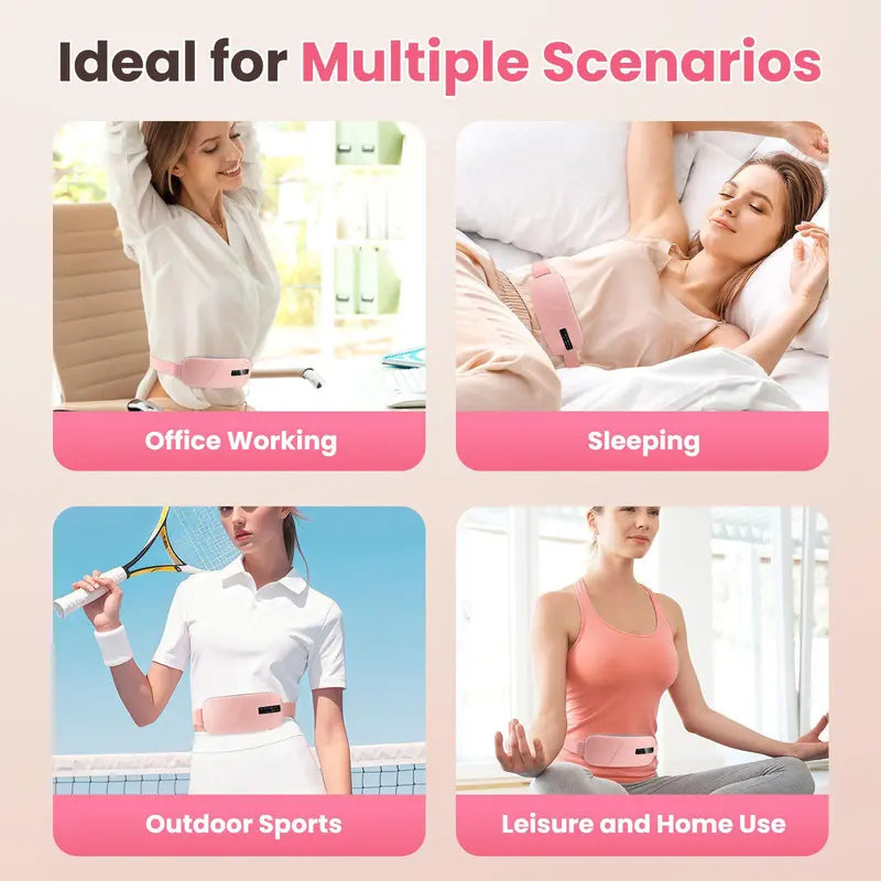 Portable Period Warming Belt for Women & Teen Girls – 5-Level Temp & Vibration, 15/30 Min Timer, Adjustable Strap, USB Rechargeable