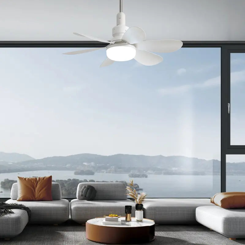 Aobtkel 20" Screw-In Ceiling Fan with Light – Remote Control, Quiet DC Motor, Dimmable LED, 6 Blades, White