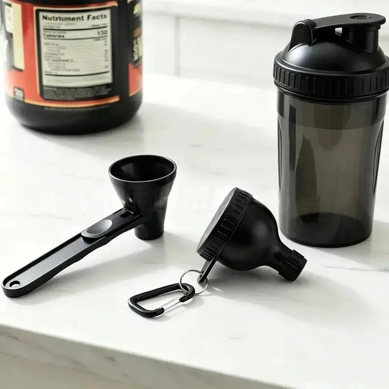 Compact BPA-Free 2-in-1 Protein Powder Scoop & Mini Funnel with Carabiner