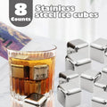 8 Counts Reusable Stainless Steel Ice Cubes with Tongs