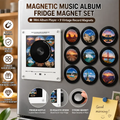 Magnetic Vinyl Speaker Fridge Magnet with 9 Swappable Discs - Retro Acrylic Record Player, Home Decor Gift