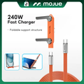 MOJUE 240W Invisible Stand Fast Charging Cable, USB-C to USB-C Flat Cable 90° Angled (4.9FT) — iPhone 15/16/17 & Samsung Compatible