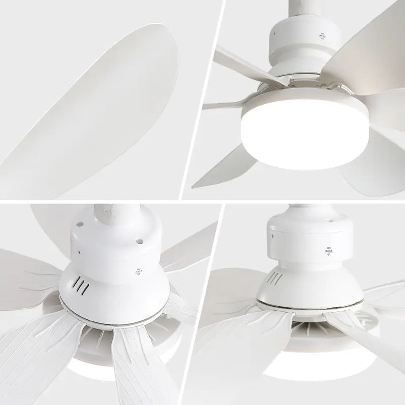Aobtkel 20" Screw-In Ceiling Fan with Light – Remote Control, Quiet DC Motor, Dimmable LED, 6 Blades, White
