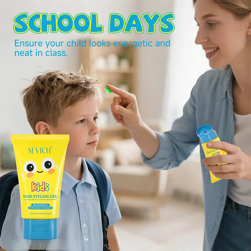 SEVICH Kids' Haircare Styling Gel - Portable Mild Plant-Based, Hypoallergenic, Strong Hold, Moisturizes, Easy Wash Out, Fruity Scent, Ideal for Slick Back Hairstyles & Taming Flyaways