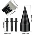 Firewood Splitter Drill Bit Set – Heavy-Duty High Carbon Steel Wood Splitting Cone, 4-Piece Set | Round + Square + Hex Shank | Fits Impact Drill, Electric Hammer & Hand Drill