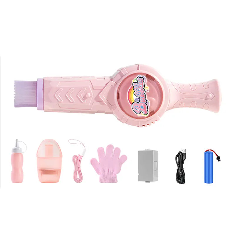 Multifunction Handheld Party Bubble Maker Toy - Elastic Bubble Spinner Wand with Colorful Smoke Effect, Portable for Interactive Play