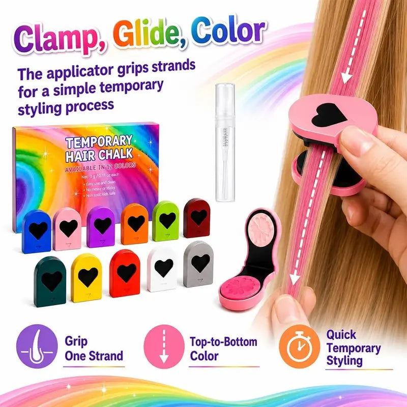 Bold Vibrants Temporary Hair Chalk Dye – Washable Color Makeup for Events, DIY Hair Styling