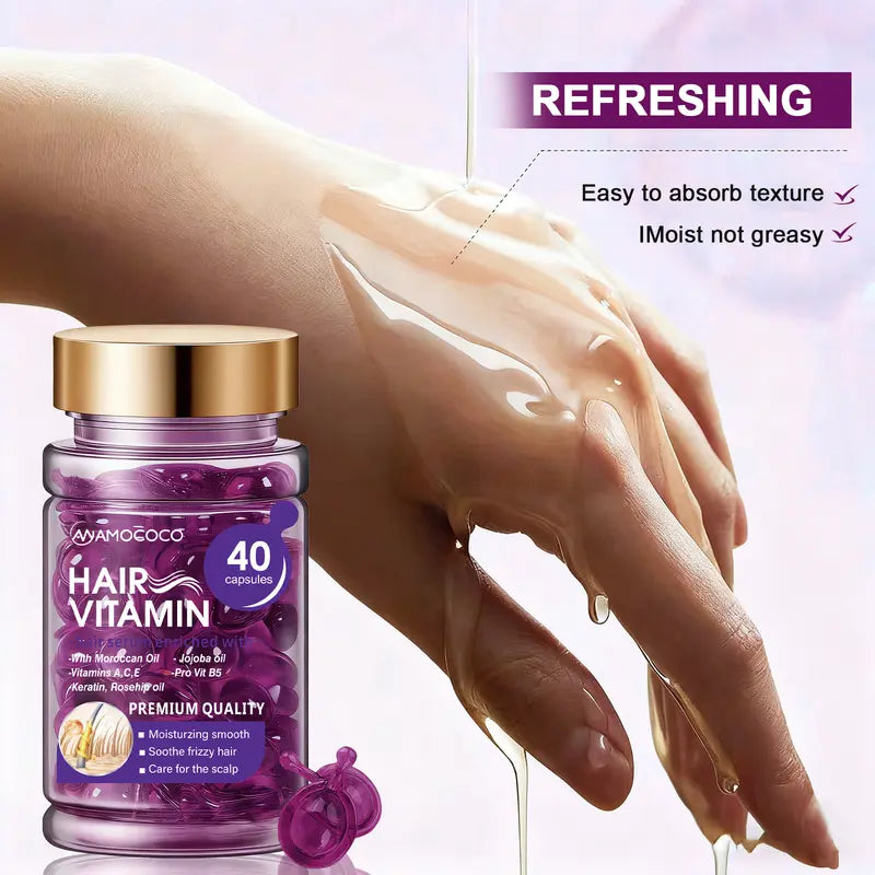 Hair Vitamin Capsules – Violet Vitamins & Argan Oil, 40ct