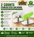 Stainless Steel Jar Opener 2-Pack – Adjustable, Smooth Edge, Ergonomic Grip | Mason Jars, Sauce Cans, All Sizes (White + Green)