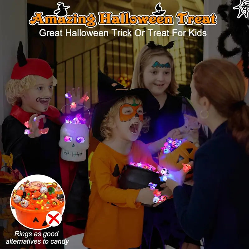 Glow Flashing LED Halloween Rings with LED Lights, Child Festive Party Favors, Halloween Goody Bag Basket Stuffers Fillers