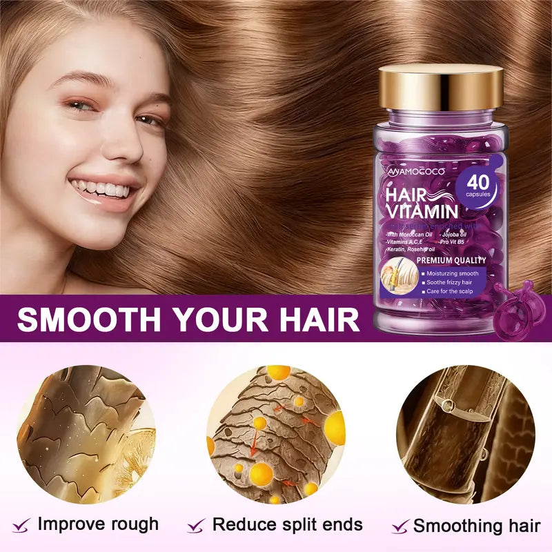 Hair Vitamin Capsules – Violet Vitamins & Argan Oil, 40ct