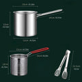 3Pcs Stainless Steel Deep Fryer Set  1-Person Mini Pot with Fry Pot, Filter Basket & Food Clip, Rust-Resistant Portable Cookware for Home Kitchen Chips, Chicken Wings