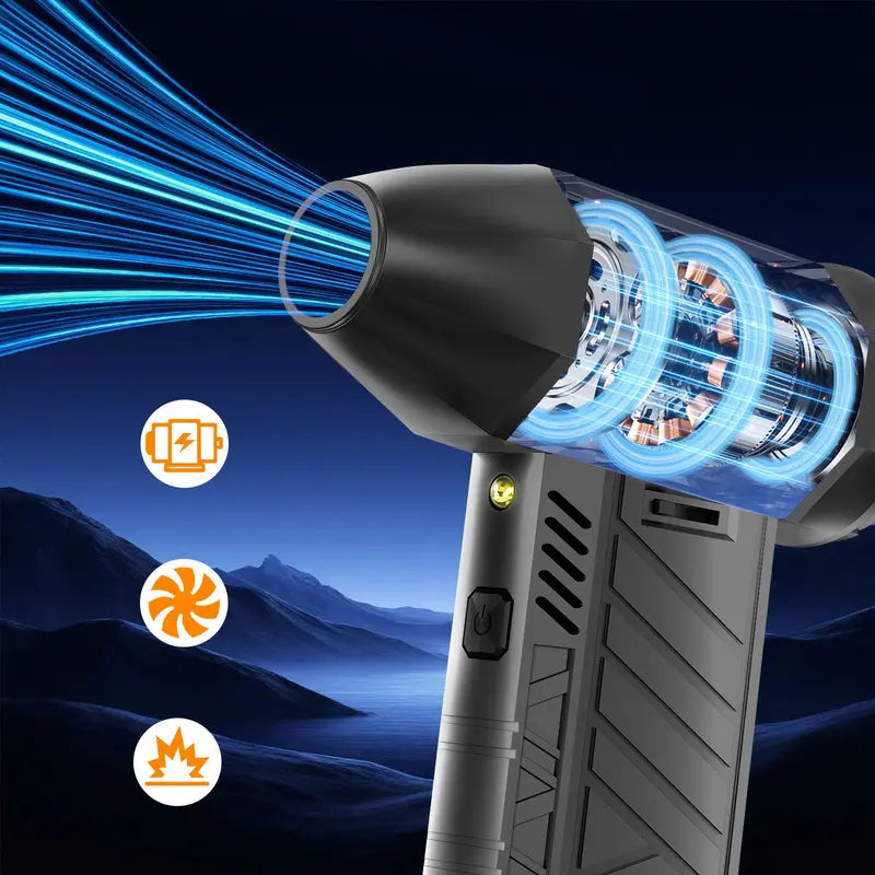 PeakPulse Gear CC41 Electric Compressed Air Duster - 130,000 RPM Rechargeable Cordless Turbo Blower for Cars, PC, Keyboard & Home Cleaning