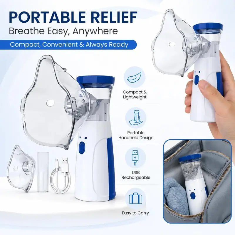 Portable Rechargeable Handheld Mesh Nebulizer – 3 Intensity Levels
