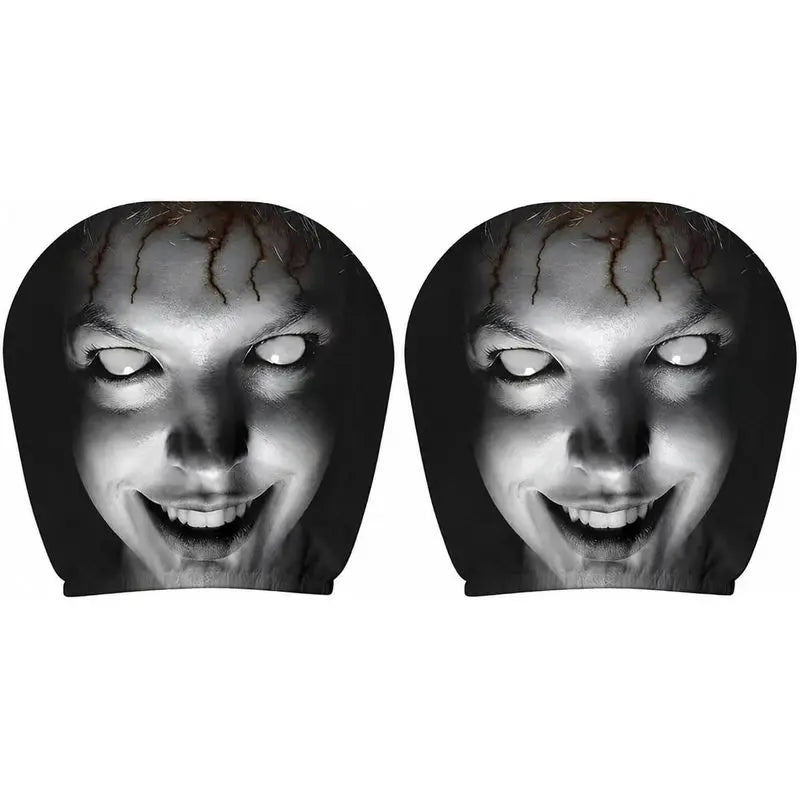 Halloween Car Decor Set! 2-Pack Breathable Ghost Face Headrest Covers, Upgrade Comfort Dust Cover, Immersive Horror Atmosphere Car Accessories Interior