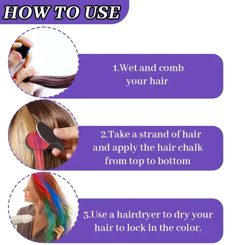 Bold Vibrants Temporary Hair Chalk Dye – Washable Color Makeup for Events, DIY Hair Styling