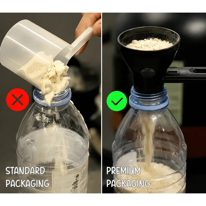 Compact BPA-Free 2-in-1 Protein Powder Scoop & Mini Funnel with Carabiner