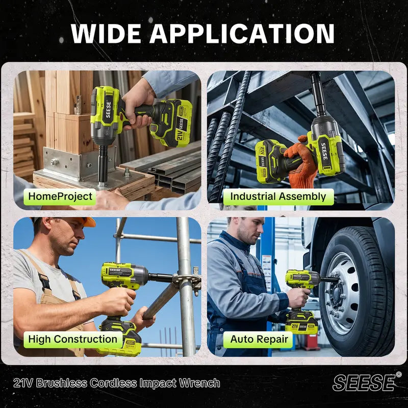 SEESE Cordless Brushless Impact Wrench Kit