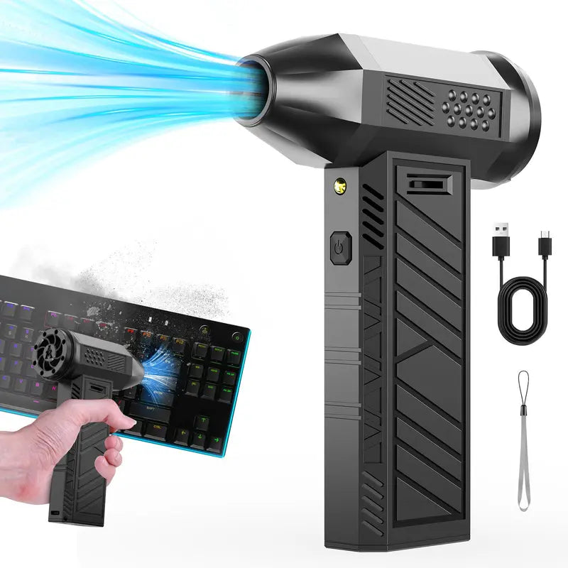 PeakPulse Gear CC41 Electric Compressed Air Duster - 130,000 RPM Rechargeable Cordless Turbo Blower for Cars, PC, Keyboard & Home Cleaning