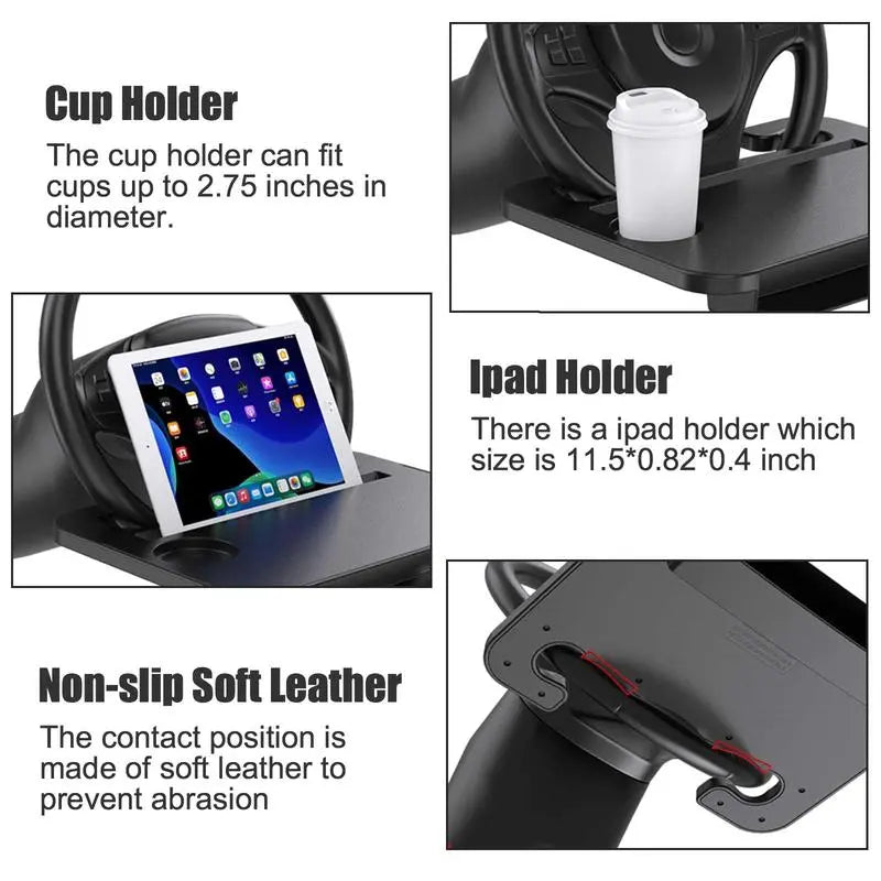 Double-use Steering Wheel Tray Car Food Trays for Eating with Drinks Holder Pad Laptop Multipurpose Travel Accessories Fits Wheels