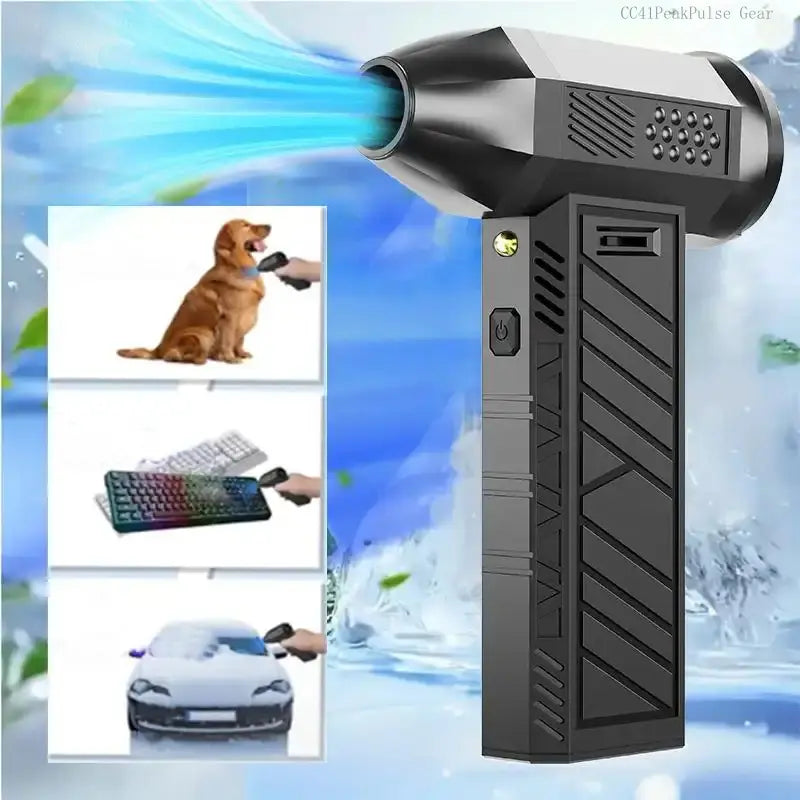 PeakPulse Gear CC41 Electric Compressed Air Duster - 130,000 RPM Rechargeable Cordless Turbo Blower for Cars, PC, Keyboard & Home Cleaning