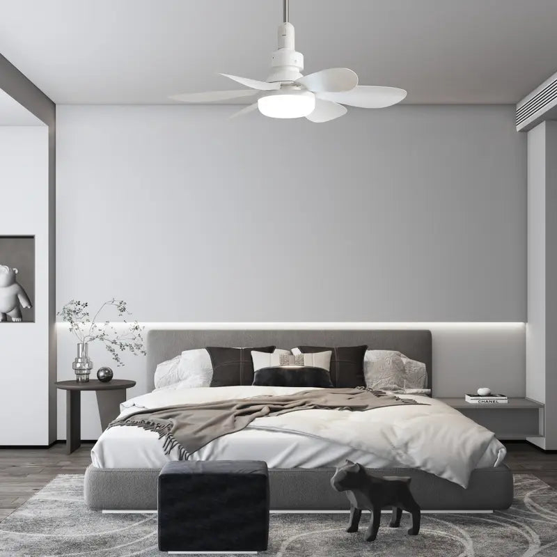 Aobtkel 20" Screw-In Ceiling Fan with Light – Remote Control, Quiet DC Motor, Dimmable LED, 6 Blades, White
