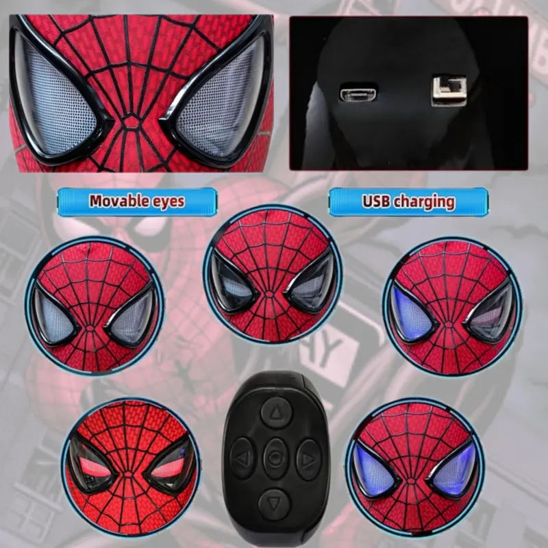 RC Controlled Wearable Spider-Man Cosplay Mask – Spandex & ABS, Multiple Versions, Halloween Collectible Gift for Guys