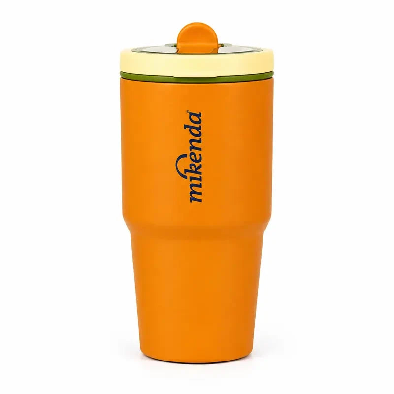 1PC Hidden Carry Handle Insulated Coffee Tumbler with Straw, Insulated Flask, Stainless Steel Vacuum Travel Mug with Lid, Portable Leak Resistant Cup, Car Cup Holder Friendly, for Women, Office School Outdoor Daily Use, Birthday Holiday Gift