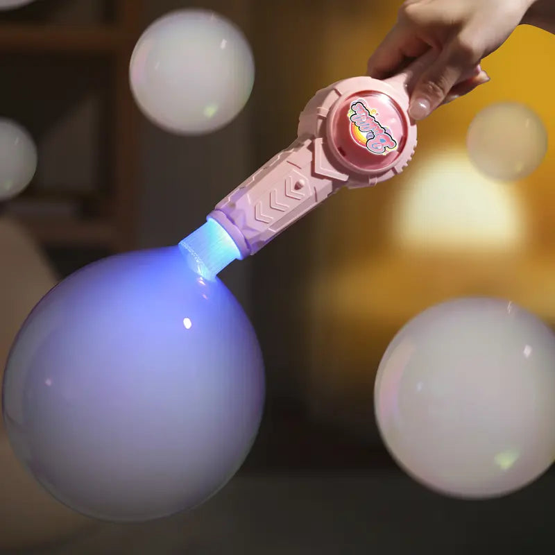 Multifunction Handheld Party Bubble Maker Toy - Elastic Bubble Spinner Wand with Colorful Smoke Effect, Portable for Interactive Play