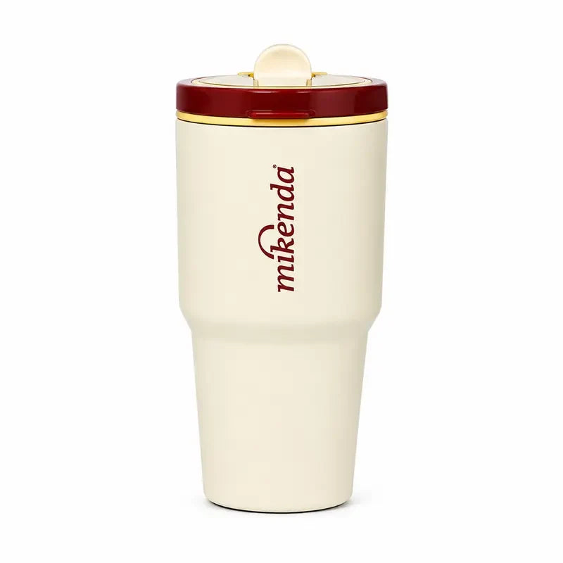 1PC Hidden Carry Handle Insulated Coffee Tumbler with Straw, Insulated Flask, Stainless Steel Vacuum Travel Mug with Lid, Portable Leak Resistant Cup, Car Cup Holder Friendly, for Women, Office School Outdoor Daily Use, Birthday Holiday Gift