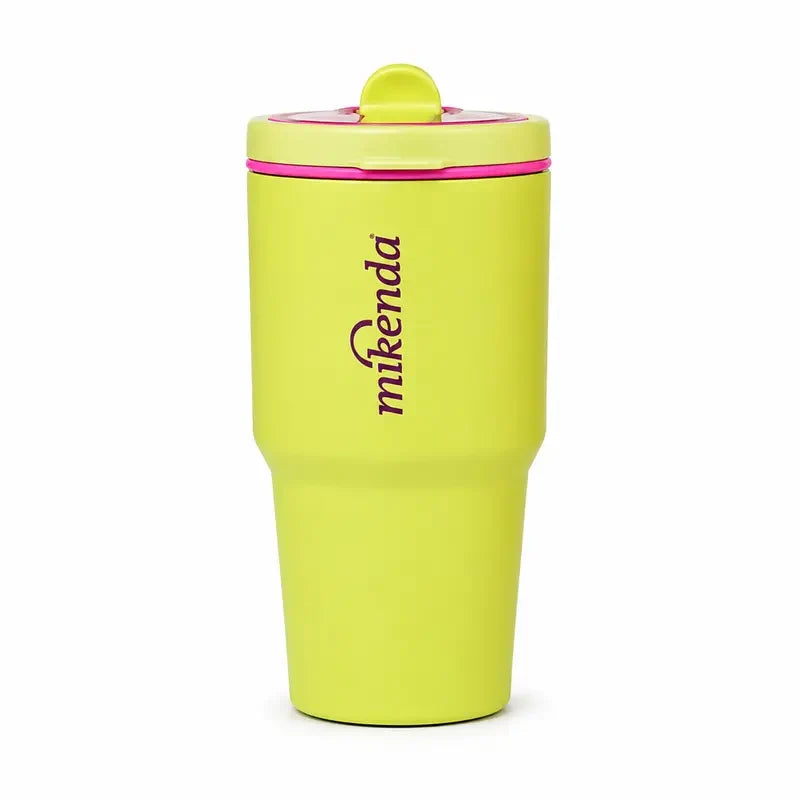 1PC Hidden Carry Handle Insulated Coffee Tumbler with Straw, Insulated Flask, Stainless Steel Vacuum Travel Mug with Lid, Portable Leak Resistant Cup, Car Cup Holder Friendly, for Women, Office School Outdoor Daily Use, Birthday Holiday Gift