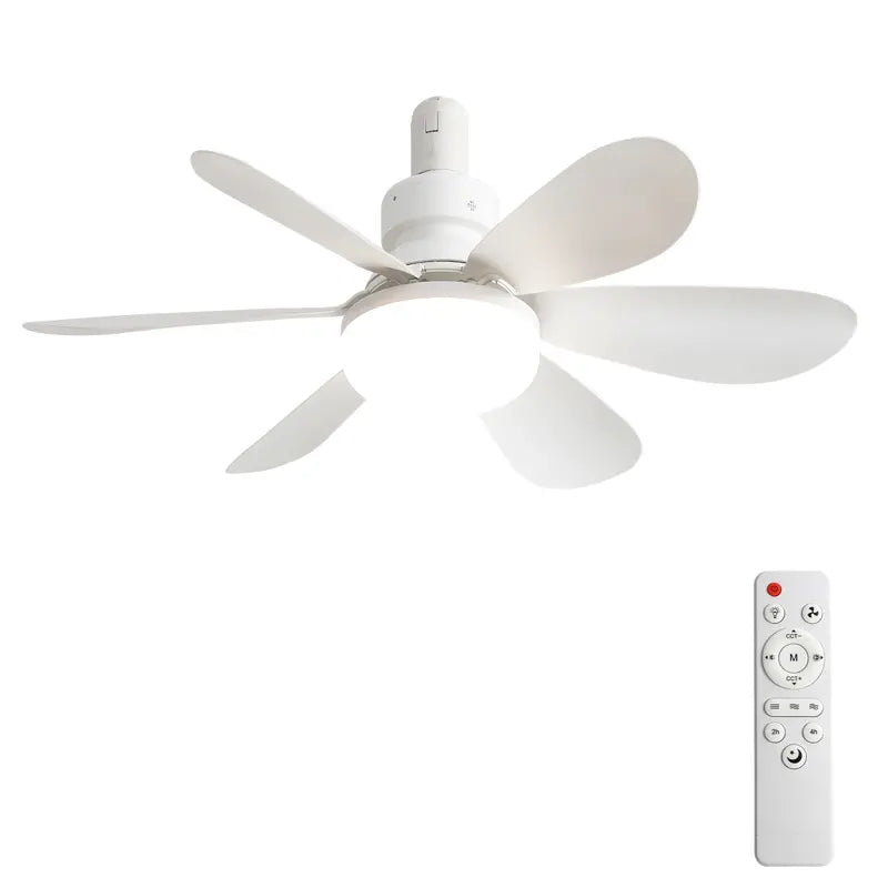 Aobtkel 20" Screw-In Ceiling Fan with Light – Remote Control, Quiet DC Motor, Dimmable LED, 6 Blades, White