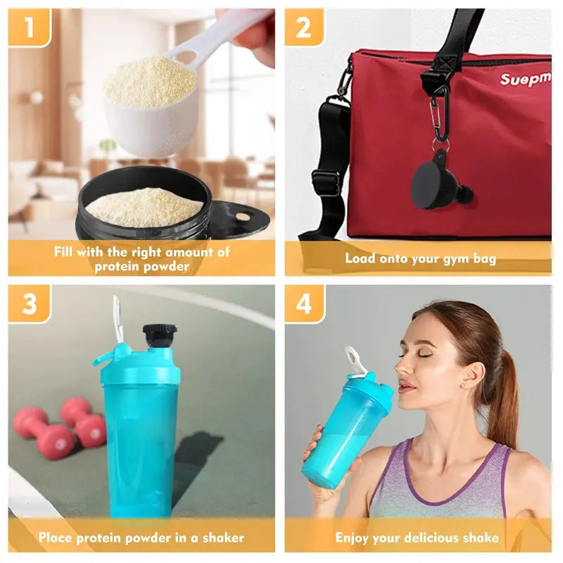 Compact BPA-Free 2-in-1 Protein Powder Scoop & Mini Funnel with Carabiner
