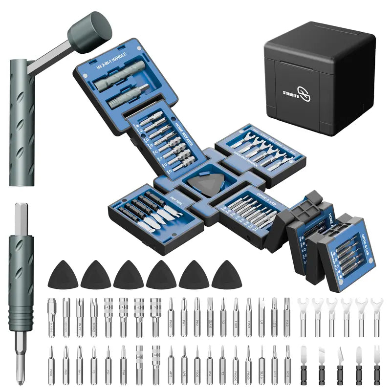 Magnetic Multipurpose Screwdriver Kit – Portable Repair Set with 2-in-1 Handle, Magnetic Bit Holder, Pin Adjuster, Wrenches, Pry Bars & Bits for Electronics, RC Cars & Drones