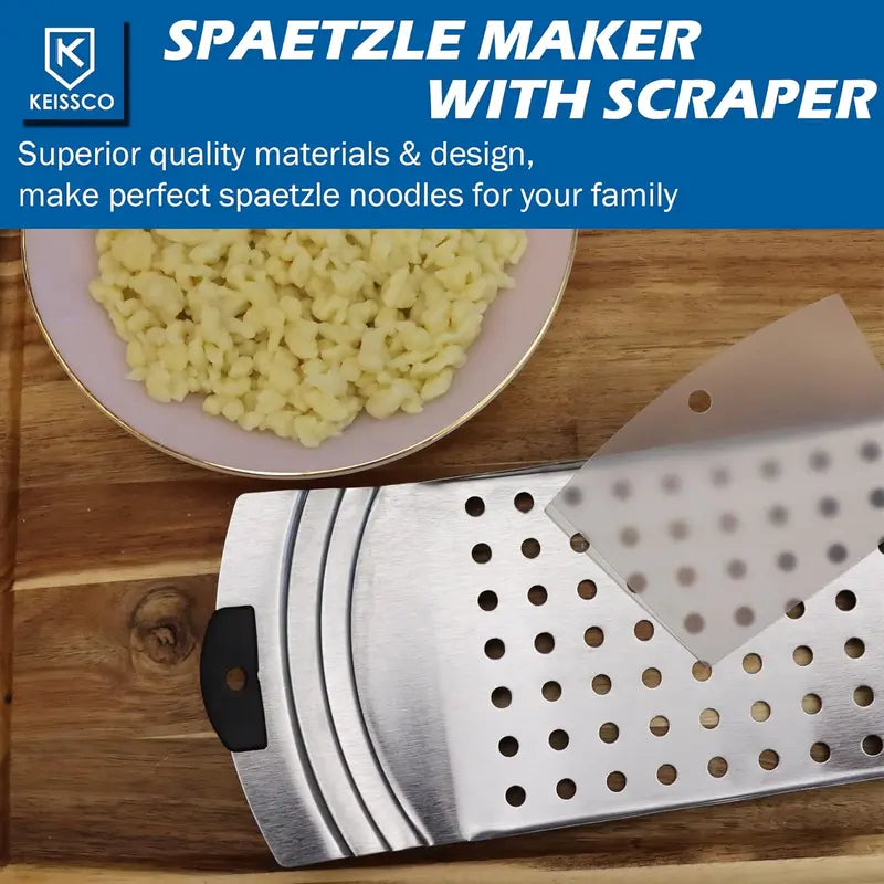 Stainless Steel Spaetzle Maker with Pastry Scraper