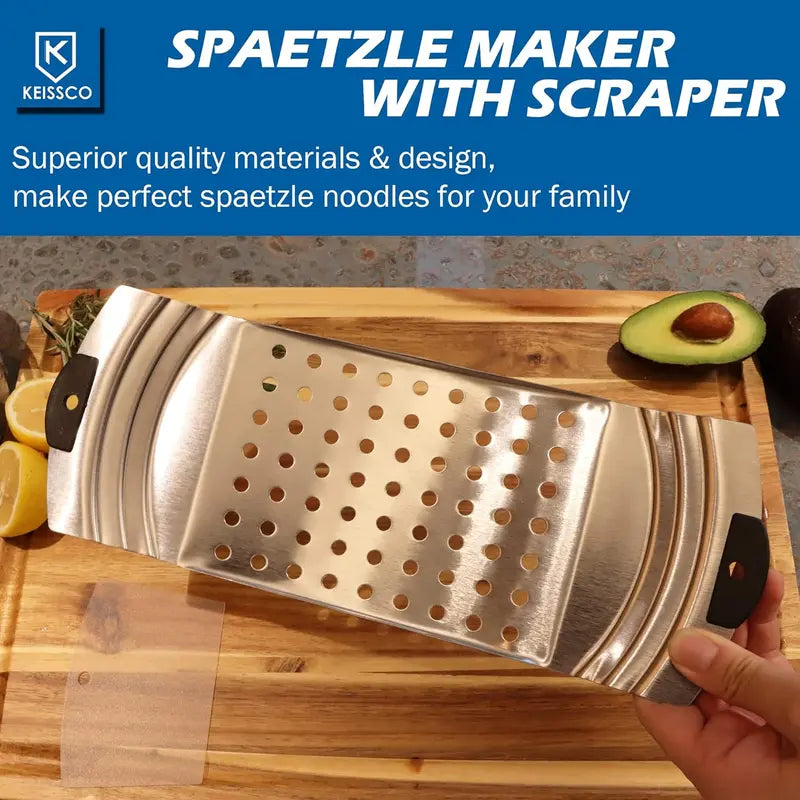 Stainless Steel Spaetzle Maker with Pastry Scraper