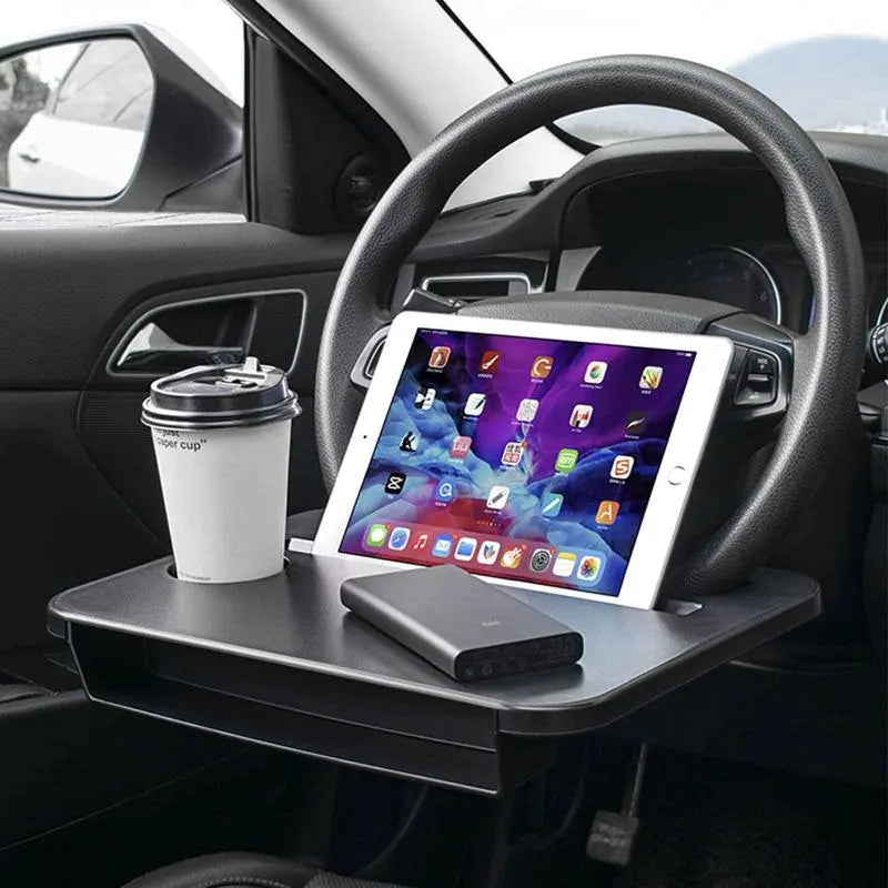 Double-use Steering Wheel Tray Car Food Trays for Eating with Drinks Holder Pad Laptop Multipurpose Travel Accessories Fits Wheels