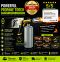 Propane Torch — One-Touch Max Fire, Safety Lock, Adjustable Flame | BBQ, Searing, Fireplace