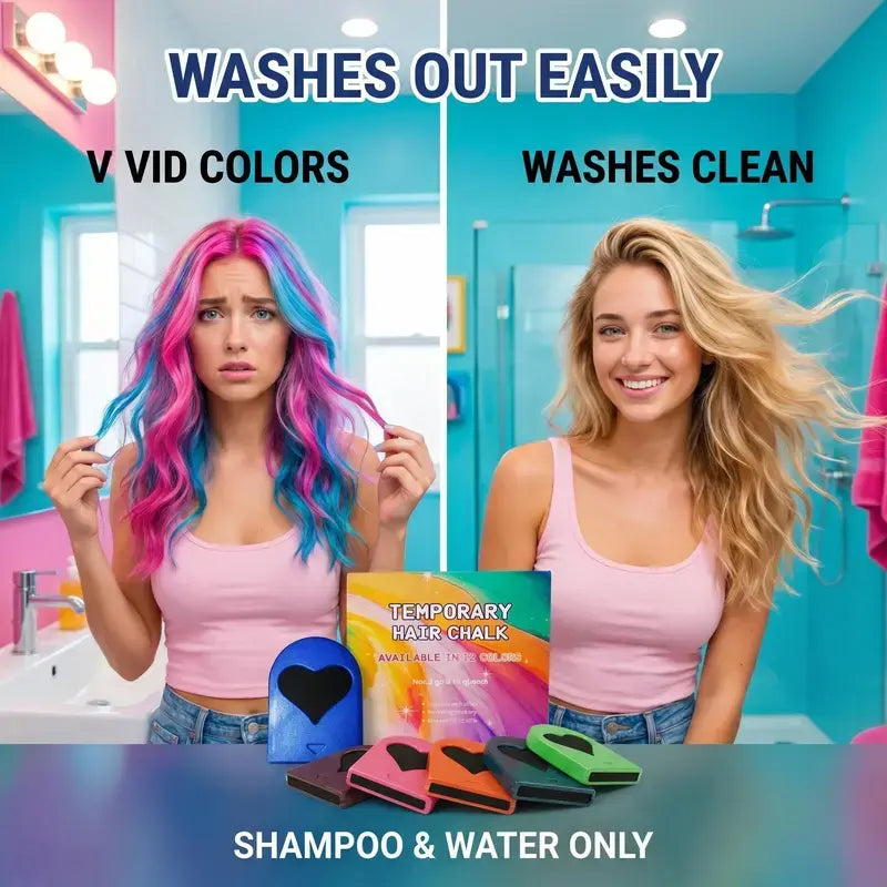 Bold Vibrants Temporary Hair Chalk Dye – Washable Color Makeup for Events, DIY Hair Styling
