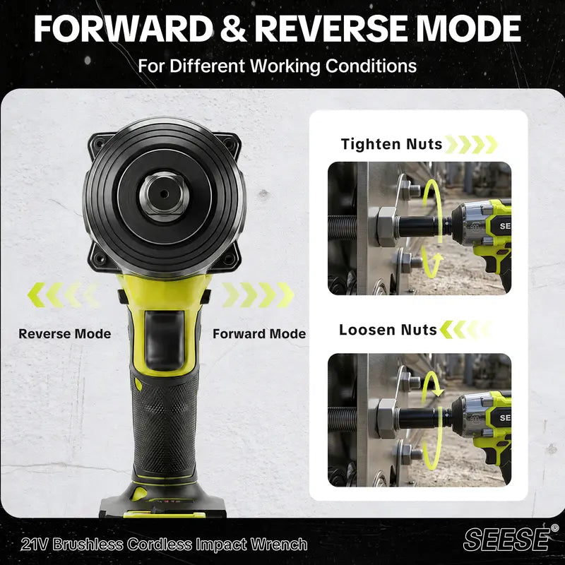 SEESE Cordless Brushless Impact Wrench Kit