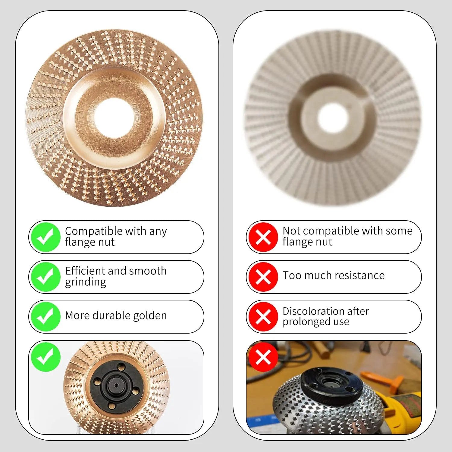 Wood Carving Disc Set for Angle Grinder 3Pcs, Grinding & Shaping Wheel for Wood Cutting, Durable Grinder Attachment Set